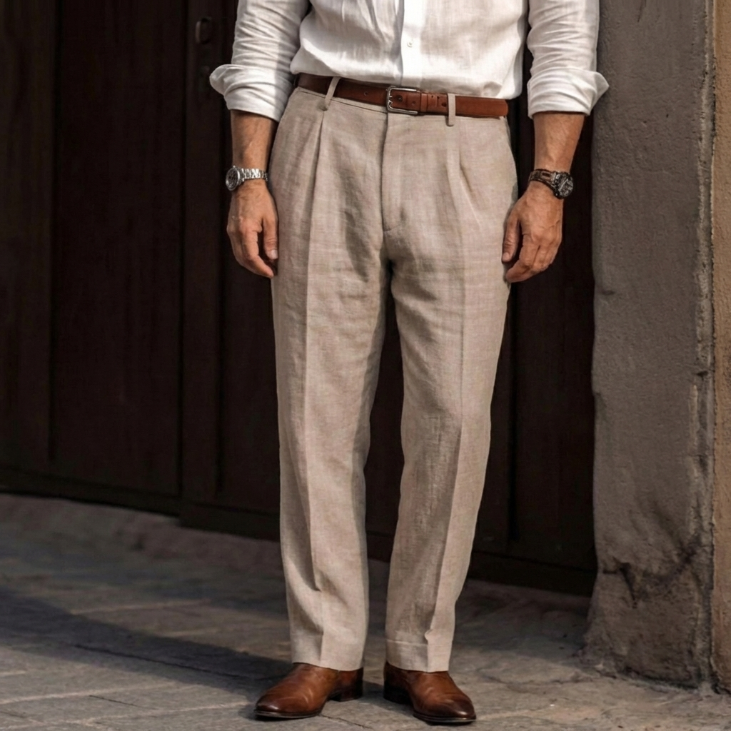 Men’s Vintage Style High Waist Trousers