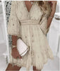 Boho A-Line Mini Dress with Lace Bell Sleeves
