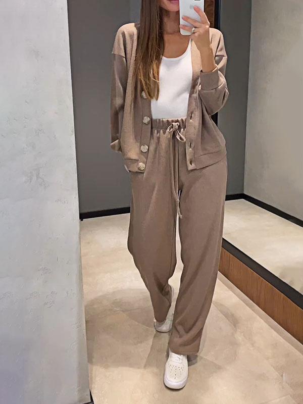 Chic und Stil | casual V-neck sweater and pants set
