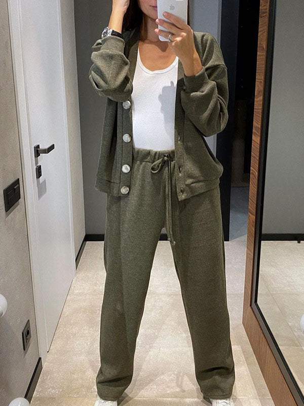 Chic und Stil | casual V-neck sweater and pants set