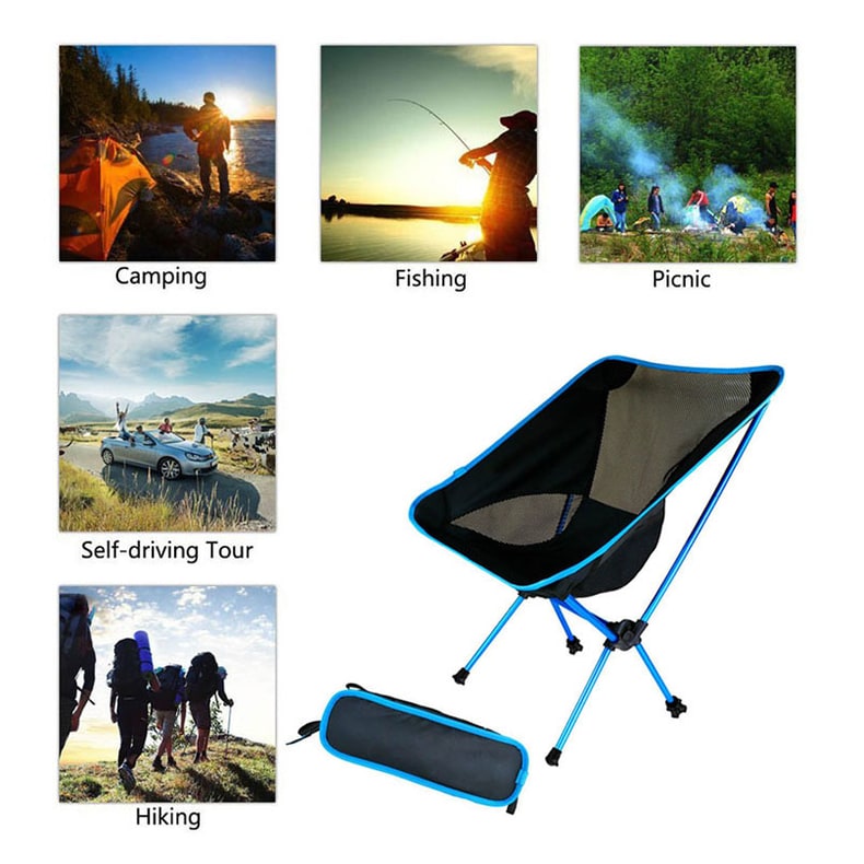 Camping Chair Folding Outdoor with Aluminium Frame and Breathable Mesh Portable Beach Lounge Seat