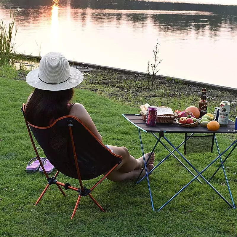 Camping Chair Folding Outdoor with Aluminium Frame and Breathable Mesh Portable Beach Lounge Seat