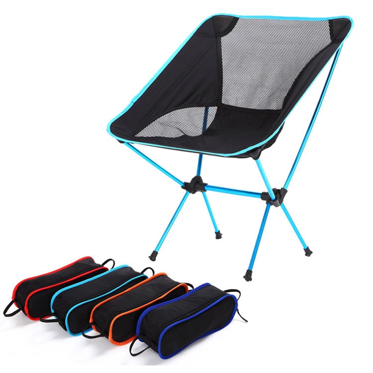 Camping Chair Folding Outdoor with Aluminium Frame and Breathable Mesh Portable Beach Lounge Seat