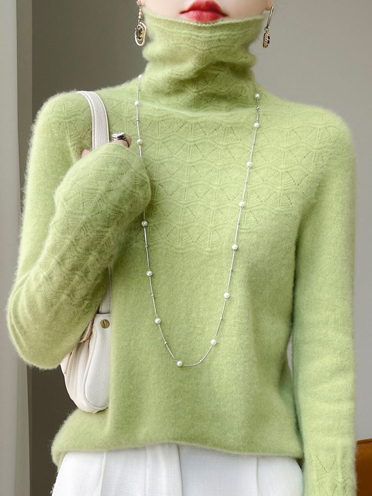 Cashmere Turtleneck Sweater with Textured Knit for Women