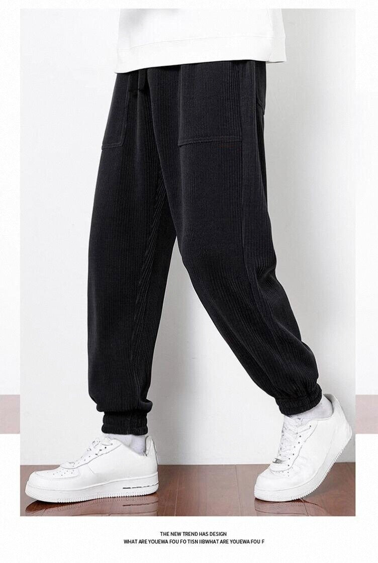 Men's Straight-Leg Corduroy Trousers, 9 Inch, Anti-Wrinkle, Fitted, Mid Rise with Long Legs