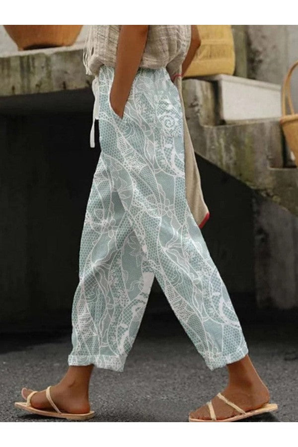 Women's Lace Print Casual Pants