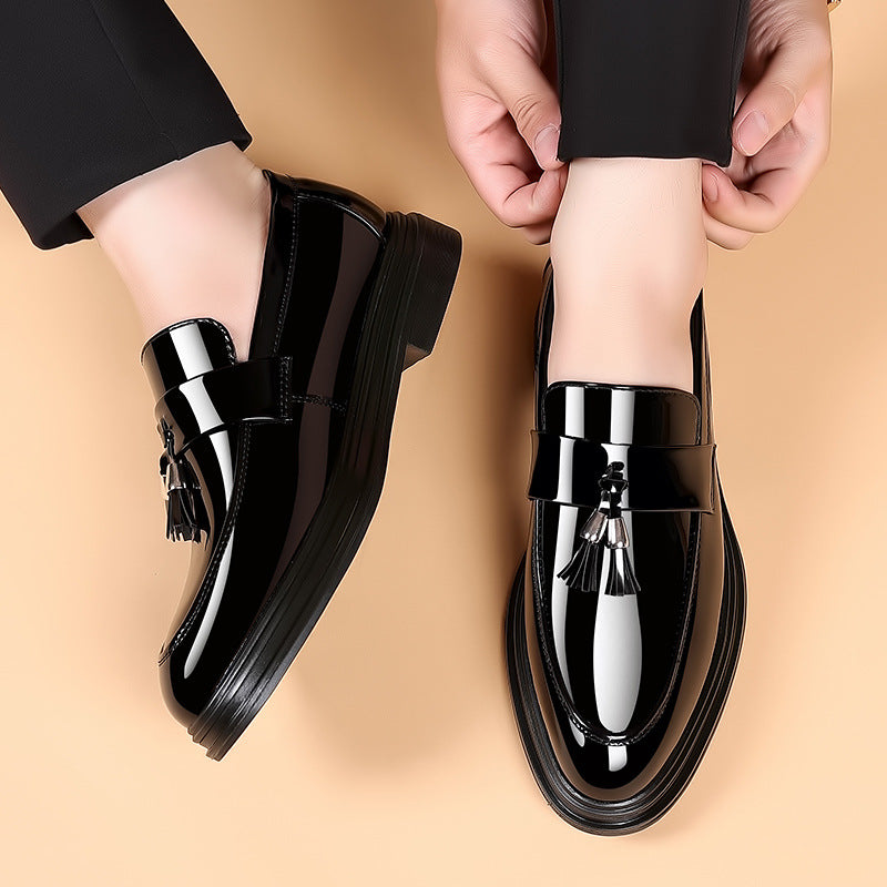 Men's Plus Size Dress Shoes with Wedge Sole, Round Toe and Stitching