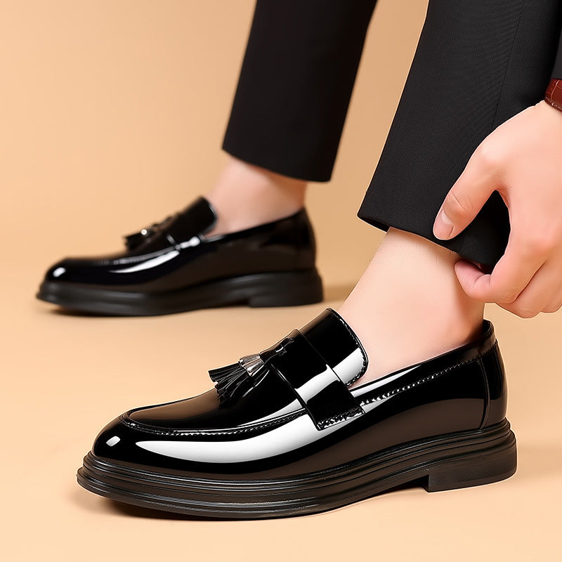 Men's Plus Size Dress Shoes with Wedge Sole, Round Toe and Stitching