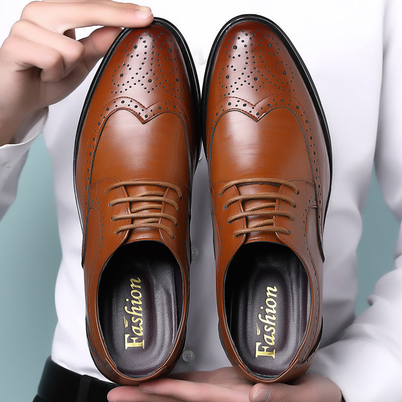 Men's Spring Dress Shoes with Cut-Out Upper and Rubber Sole