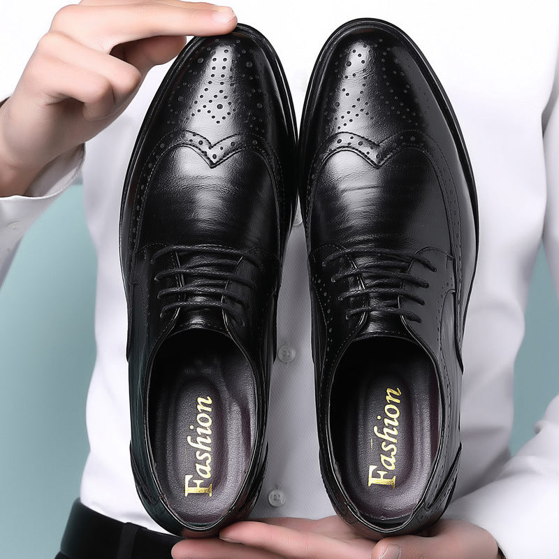 Men's Spring Dress Shoes with Cut-Out Upper and Rubber Sole
