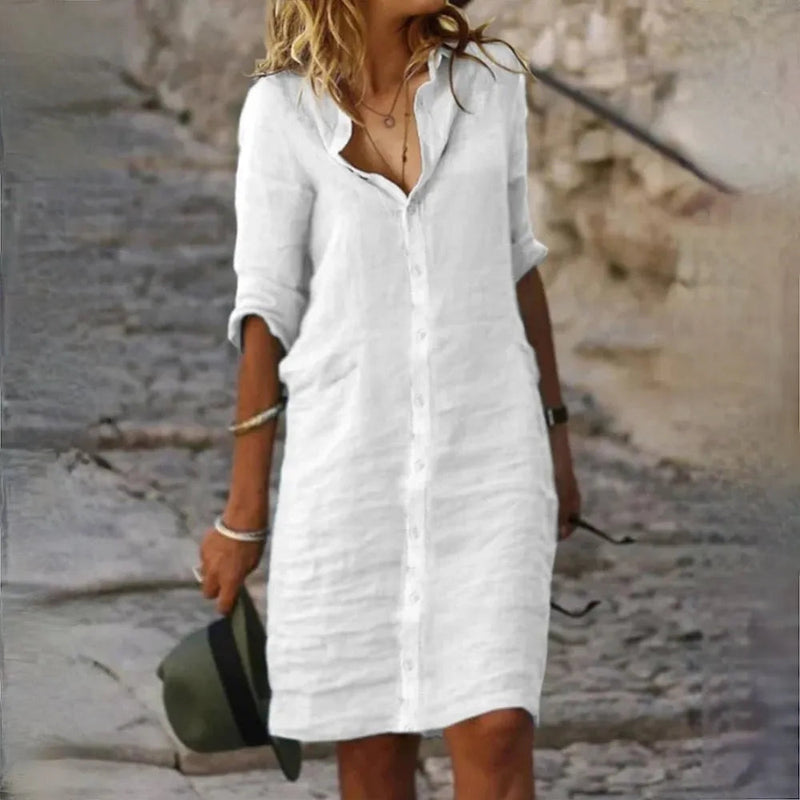 Women's Spring-Summer Sleeveless Dress with a Flowing, Feminine Silhouette and Lightweight Fabric