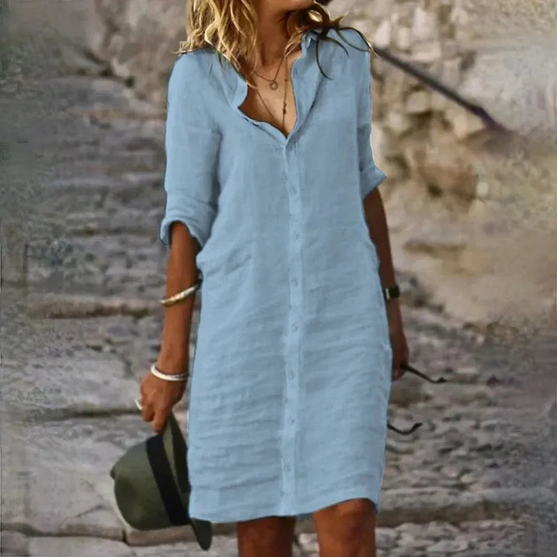 Women's Spring-Summer Sleeveless Dress with a Flowing, Feminine Silhouette and Lightweight Fabric