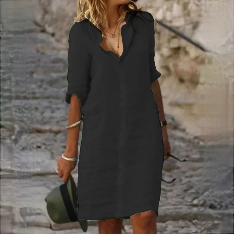 Women's Spring-Summer Sleeveless Dress with a Flowing, Feminine Silhouette and Lightweight Fabric