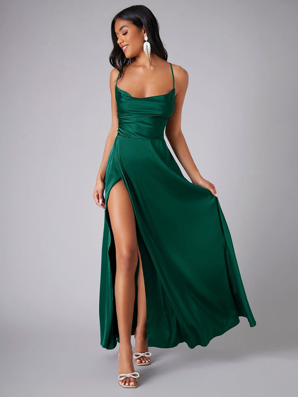 Women's Spring-Summer Sleeveless Maxi Dress in a Silk Blend with a Flowing Cut
