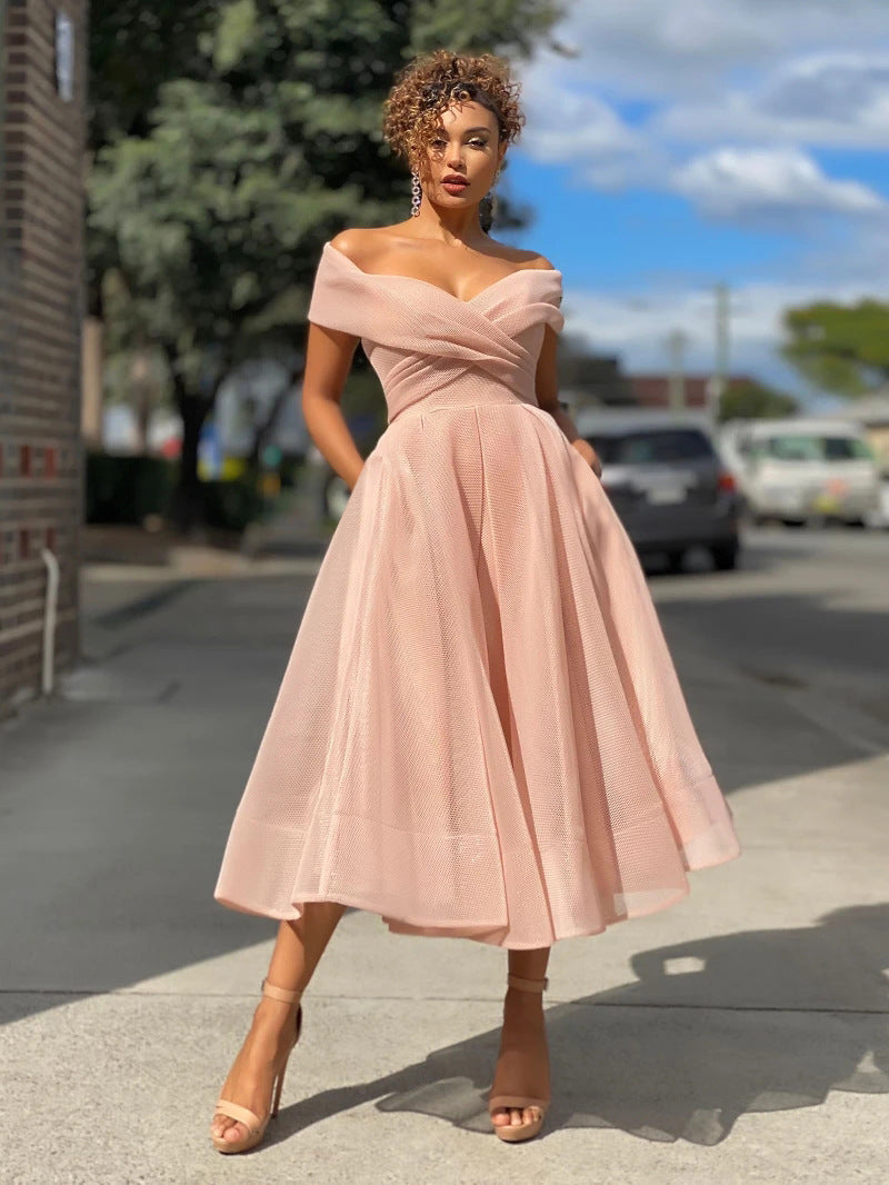 Women's Party Dress with Cold Shoulders, Open Back and Raglan Sleeves