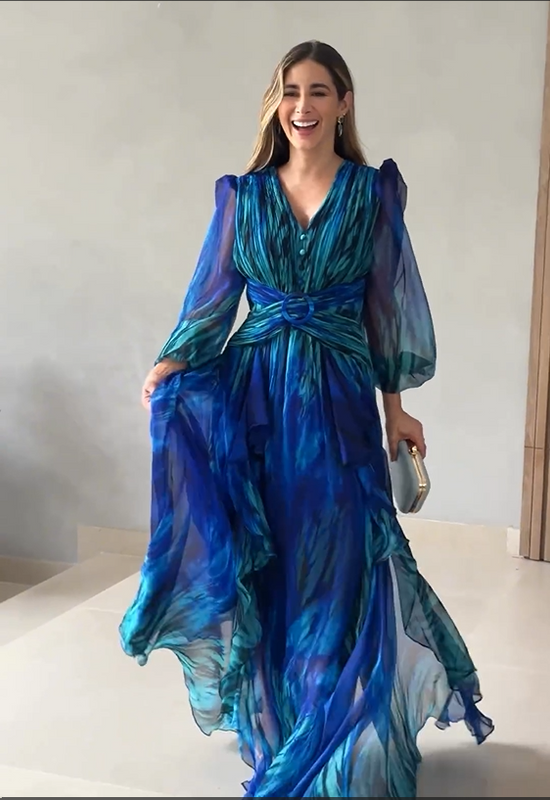 Women's Spring Dress with Flowing Silhouette and Lightweight Construction
