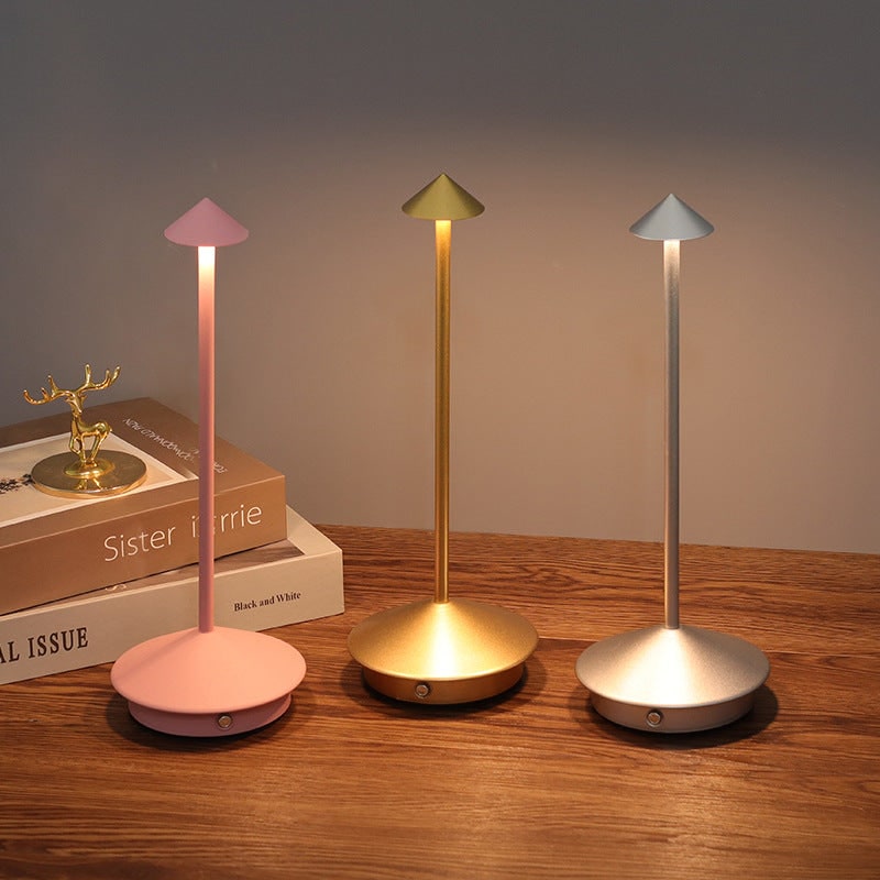 Cordless Table Lamp with Rechargeable Battery LED Portable Lighting with Conical Shade