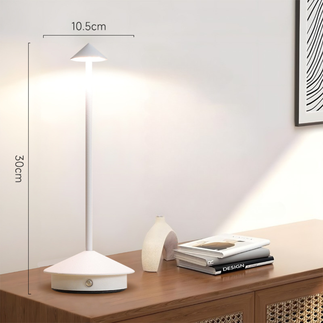Cordless Table Lamp with Rechargeable Battery LED Portable Lighting with Conical Shade