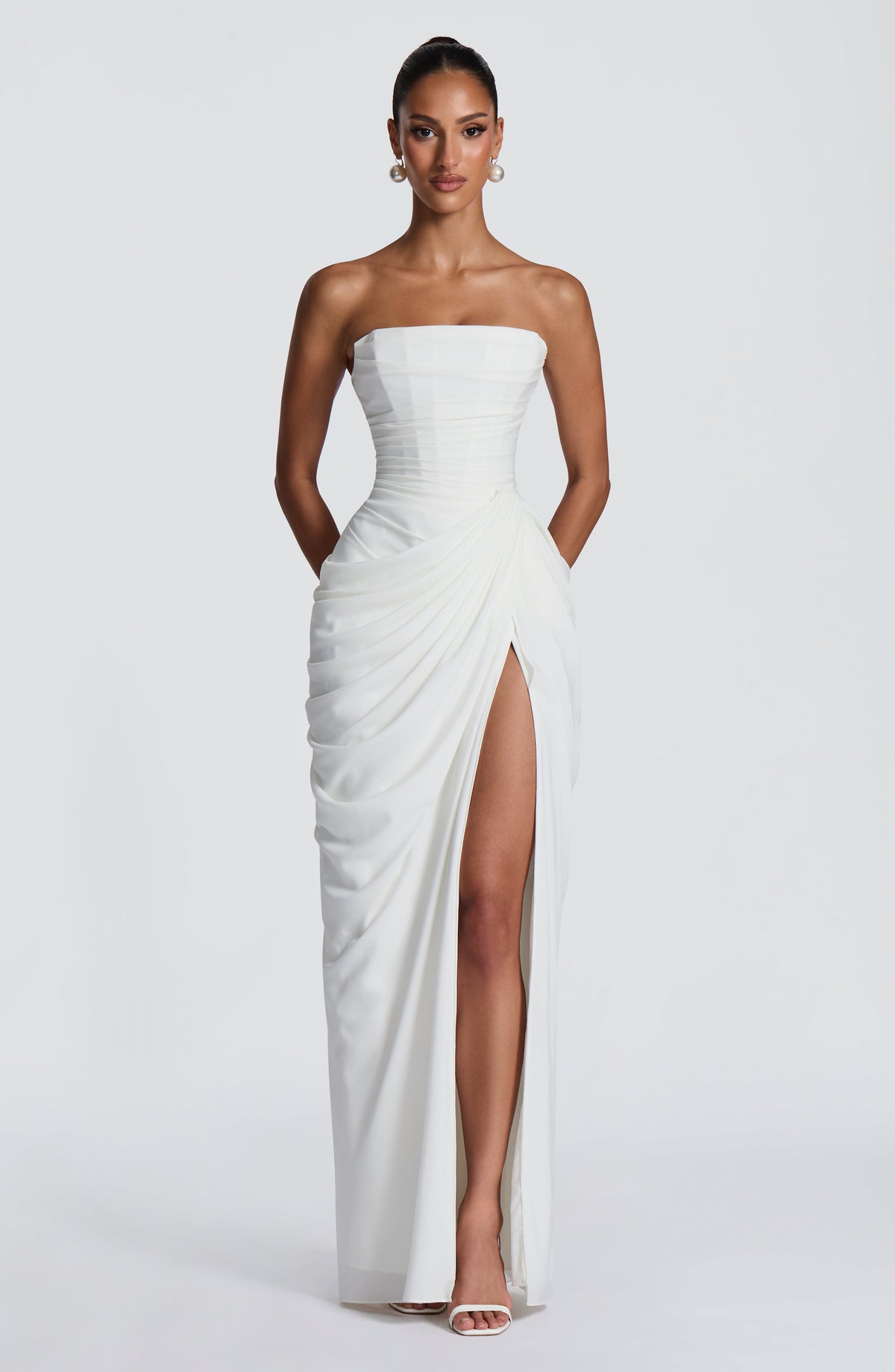 Lois strapless corset maxi dress with high slit