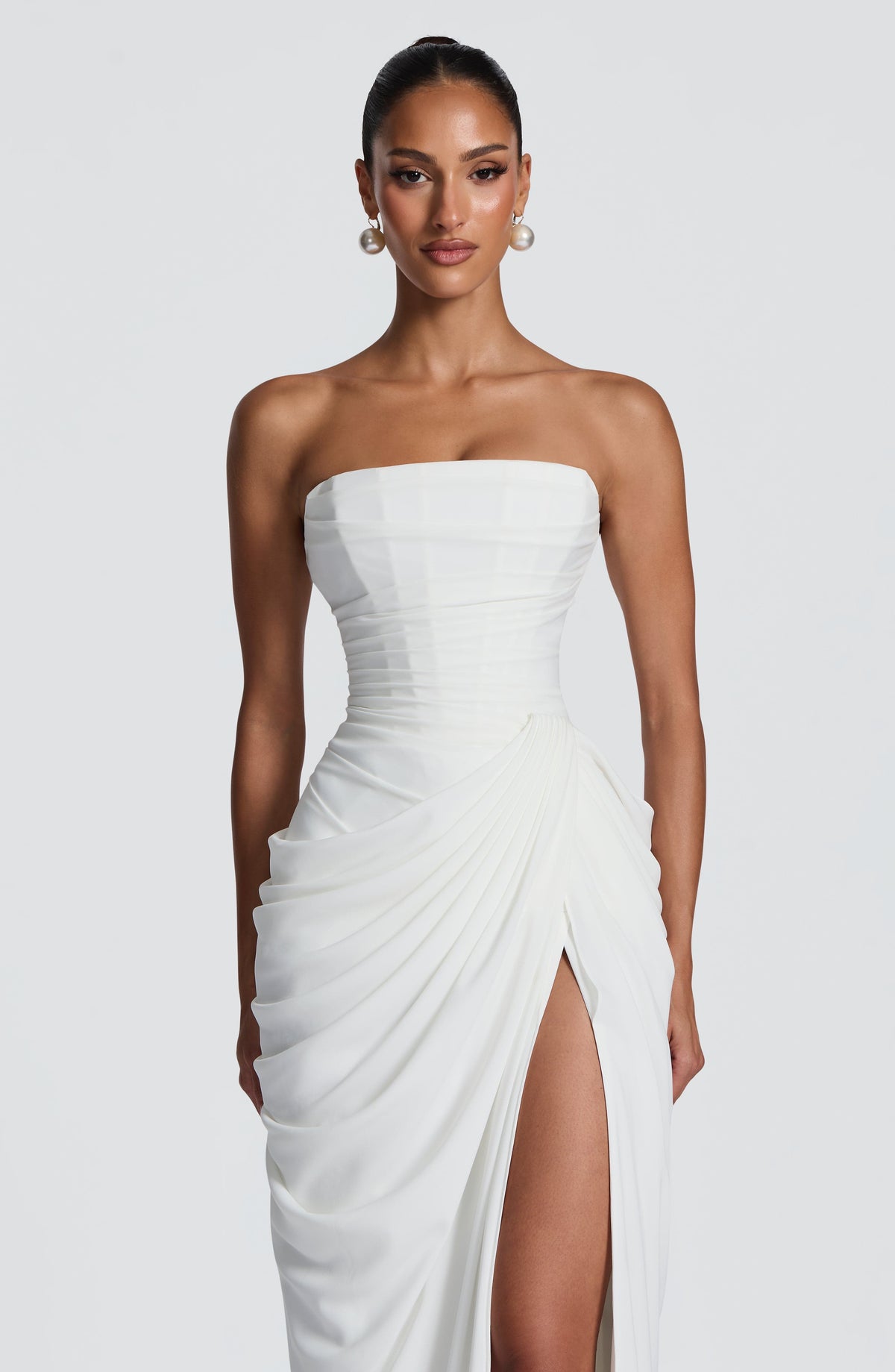 Lois strapless corset maxi dress with high slit