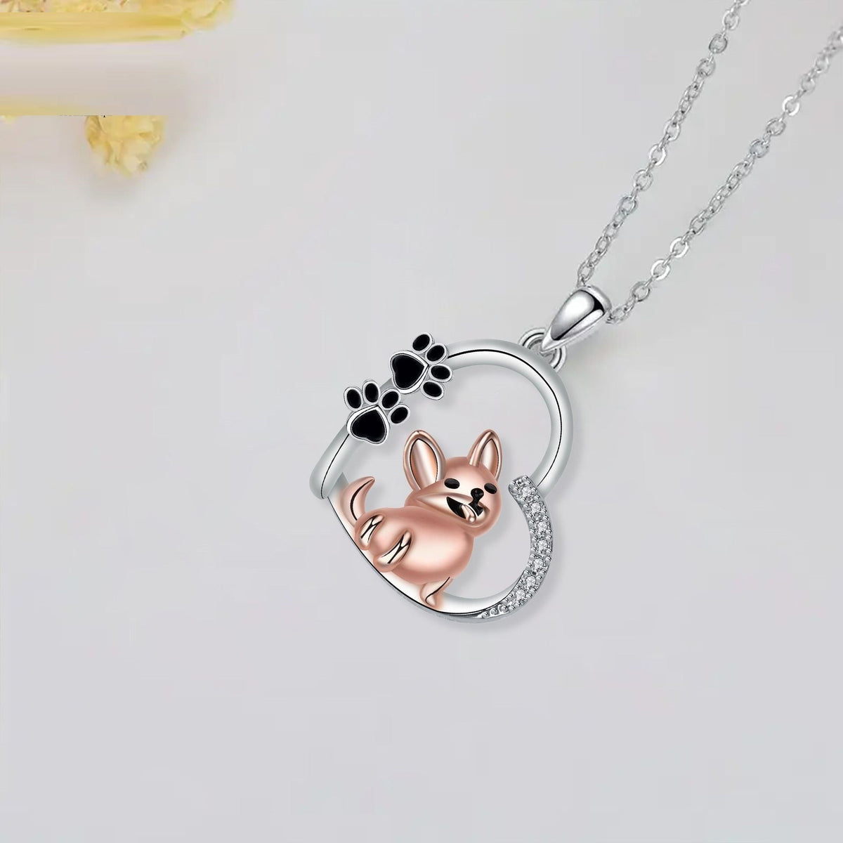 Cute Heart-Shaped Dog Pendant Necklace