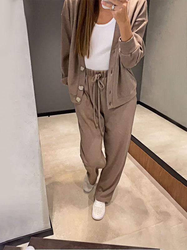 Chic und Stil | casual V-neck sweater and pants set
