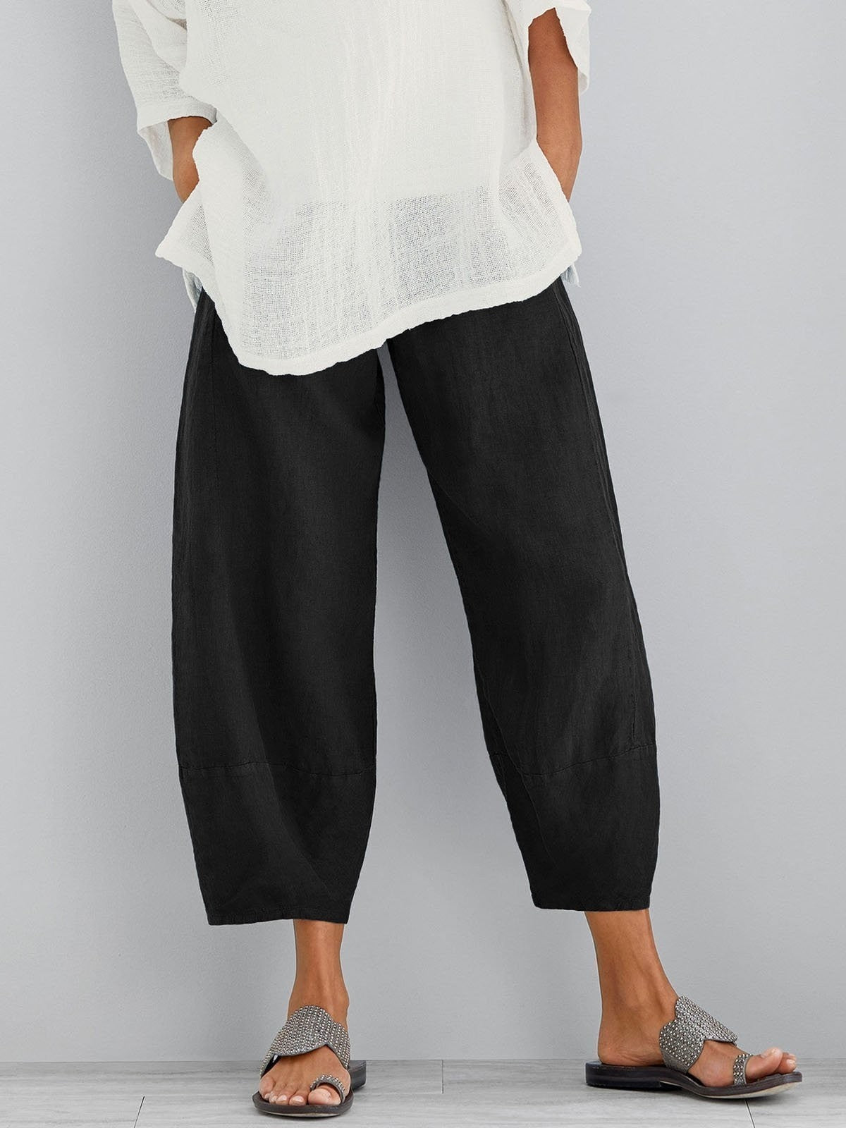 Women's Trousers with Elasticated Waist and Wide Leg