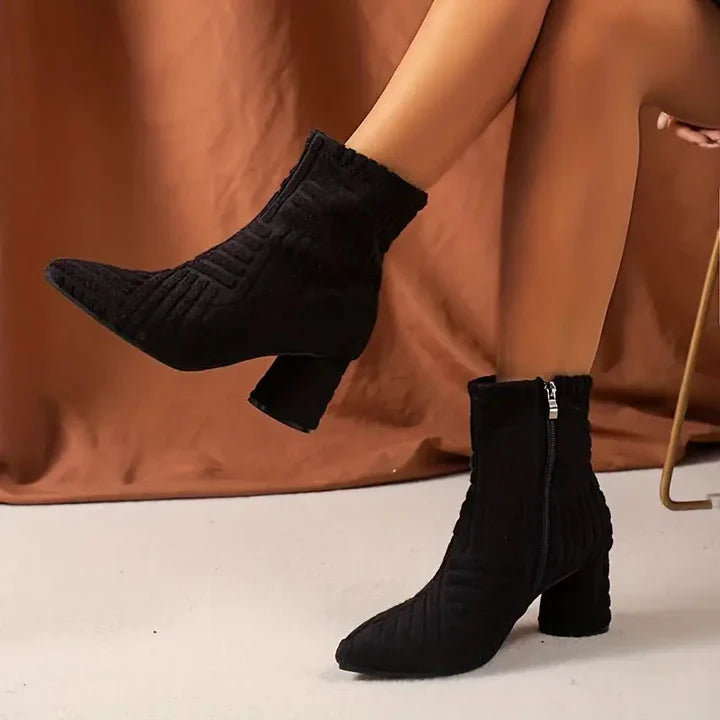 Solid Color Block Heel Women's Boots