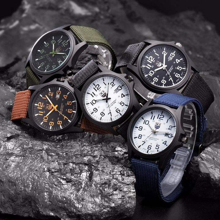 Robust Military-Style Watch with Illuminated Dial