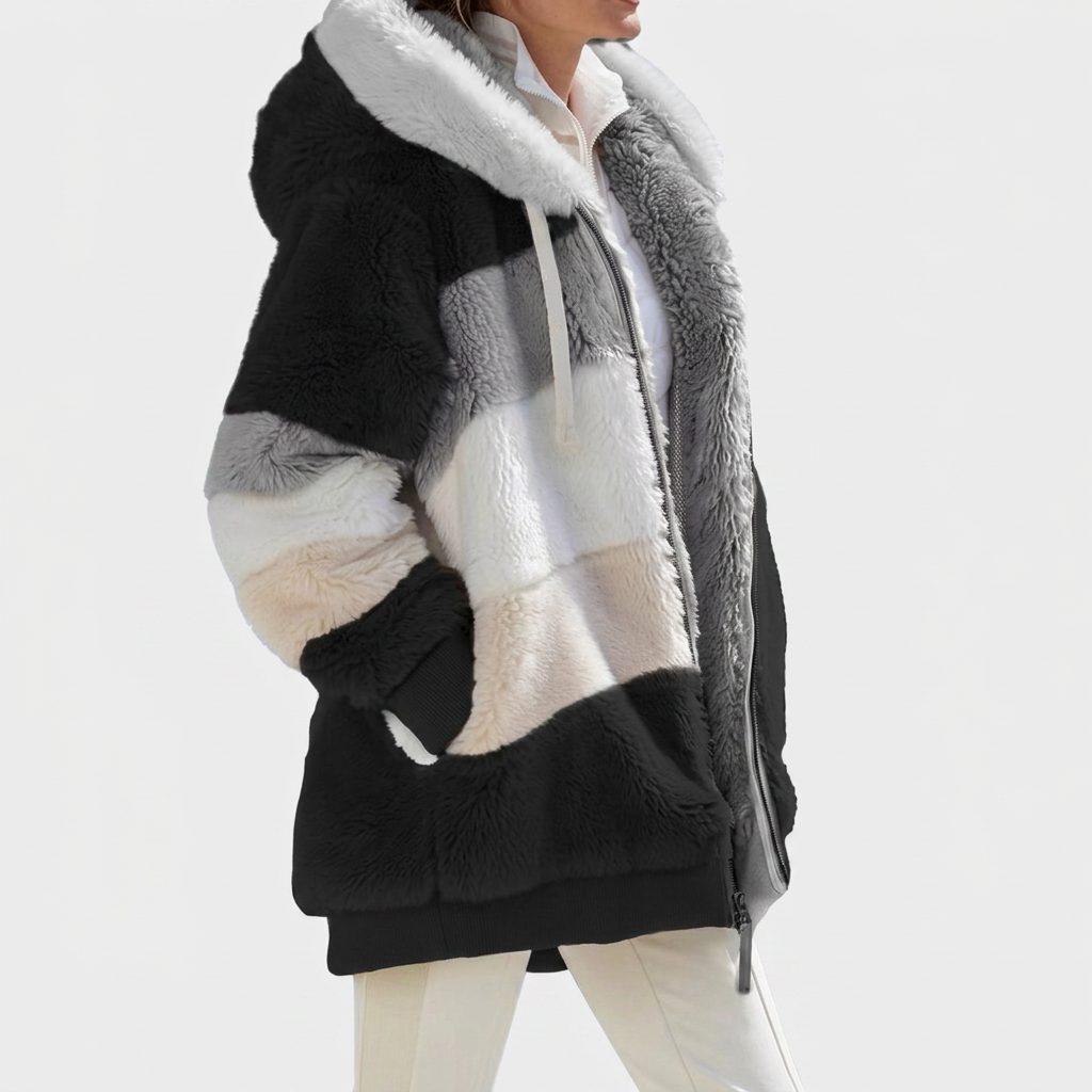 Faux Fur Puffer Jacket with Fleece Lining for Women