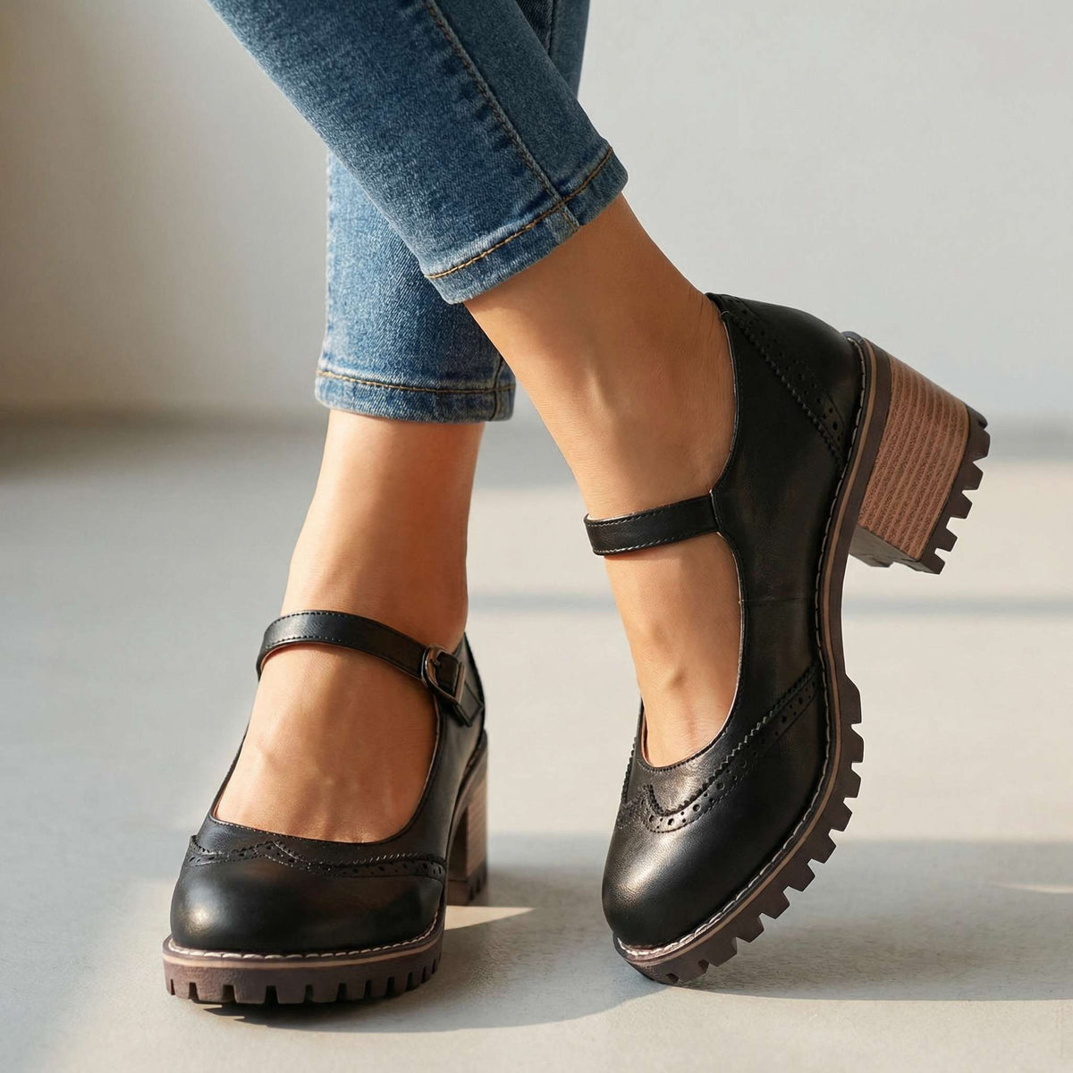Vintage women's Mary Jane shoes with adjustable strap