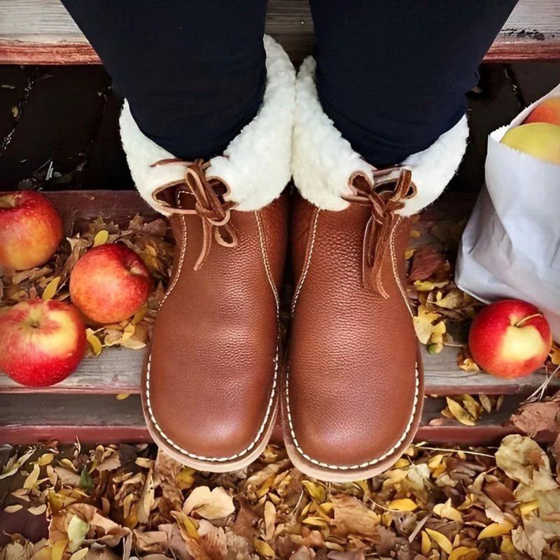 Fur-Lined Lace-Up Winter Boots for Women