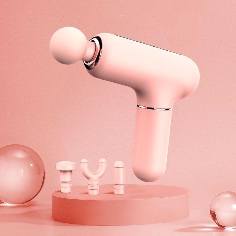 Mini Handheld Deep Tissue Massage Gun with Four Interchangeable Heads and Portable Cordless Design