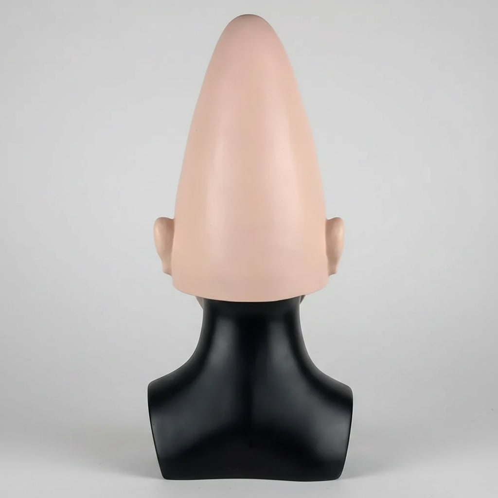 Halloween Conehead Costume Mask with Creepy Moulded Ears and Forehead Wrinkles Latex Headpiece