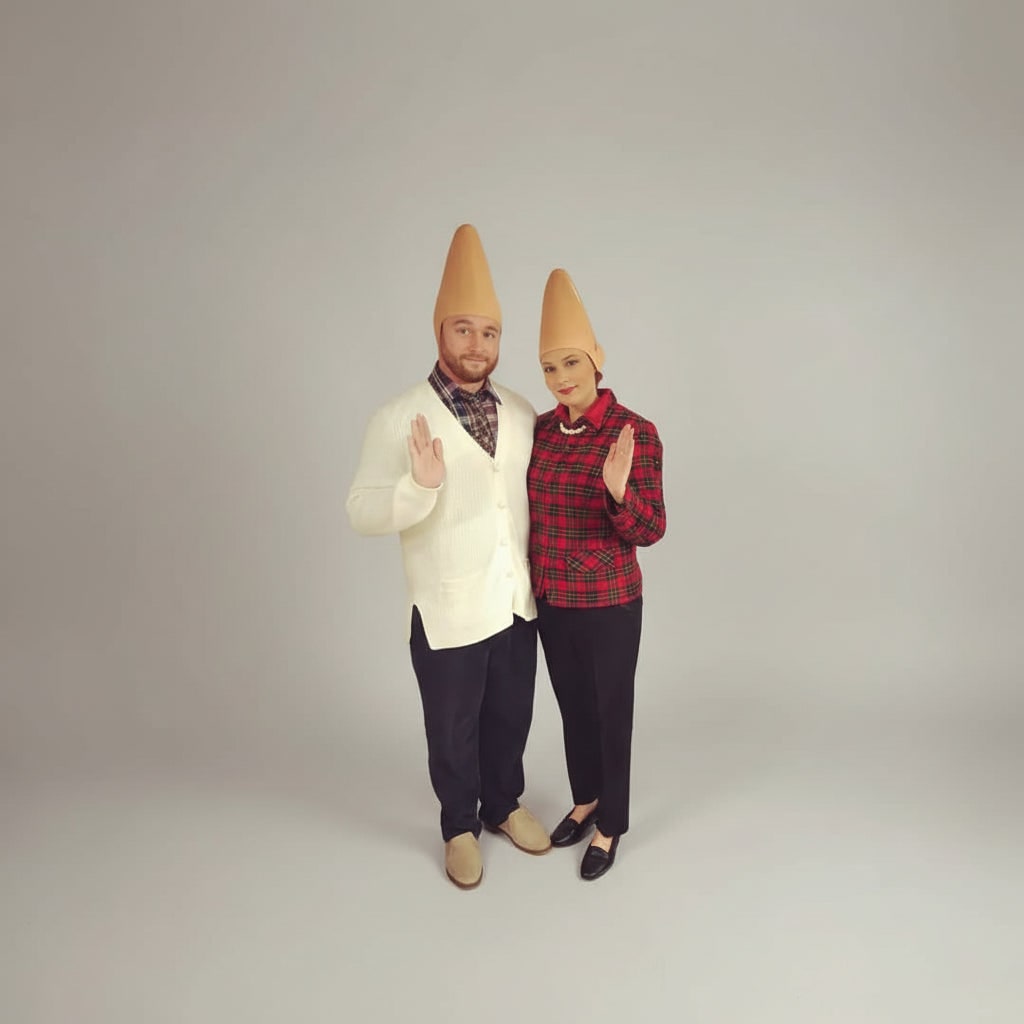 Halloween Conehead Costume Mask with Creepy Moulded Ears and Forehead Wrinkles Latex Headpiece
