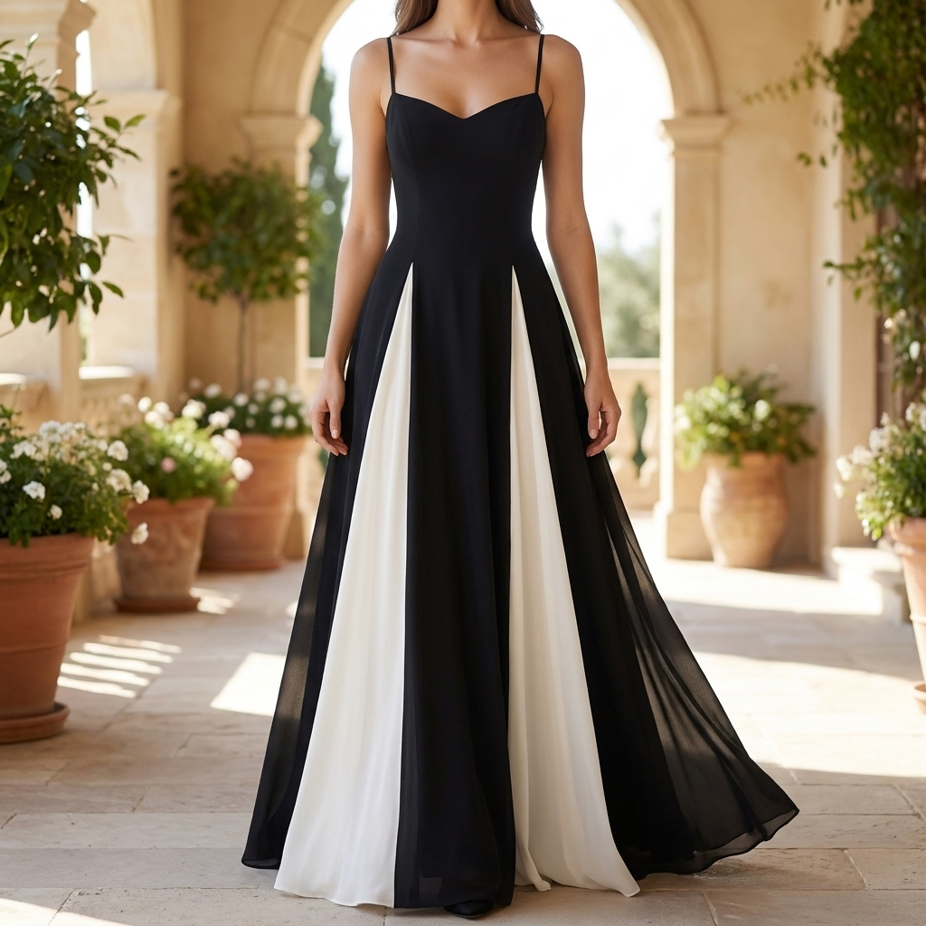 Women’s Color Block Evening Dress