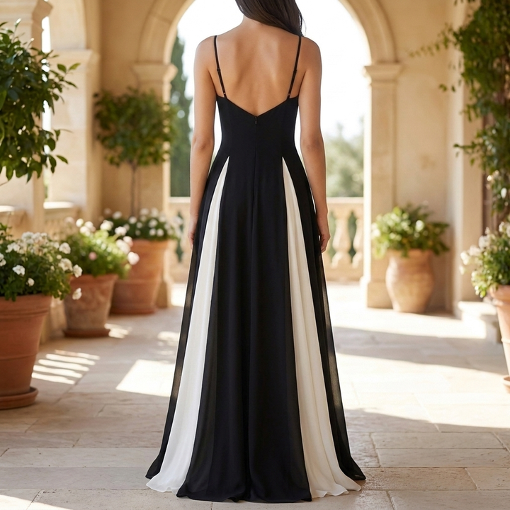 Women’s Color Block Evening Dress
