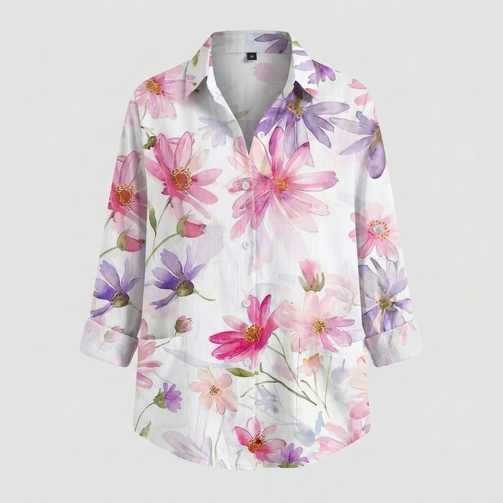 Colorful Floral Button‑Front Blouse for Women