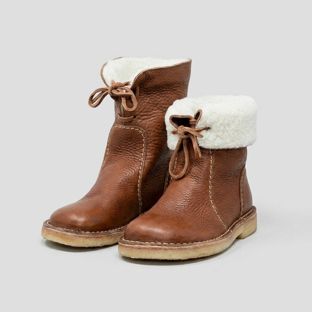 Faux Fur Lace-Up Ankle Boots for Women