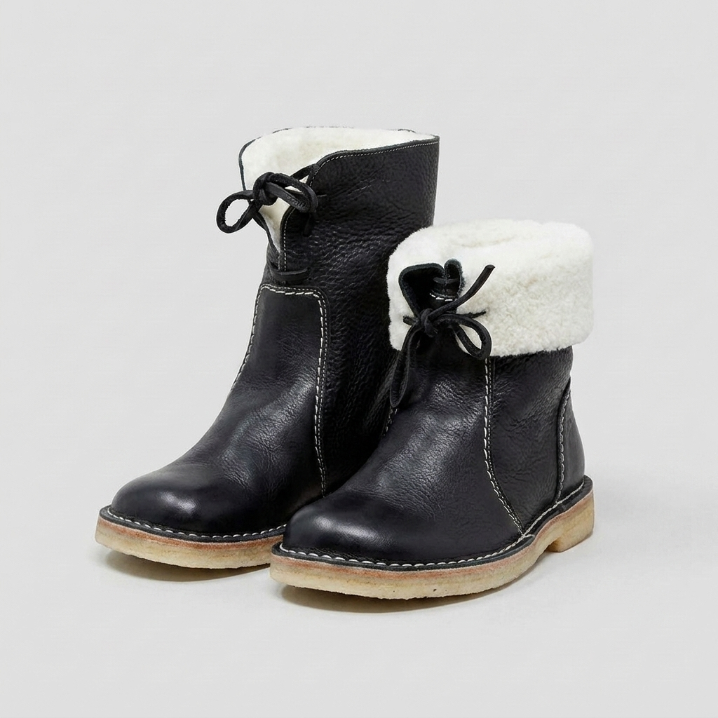 Faux Fur Lace-Up Ankle Boots for Women