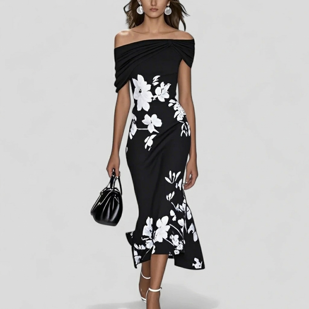 Women’s Floral Off‑Shoulder Midi Dress