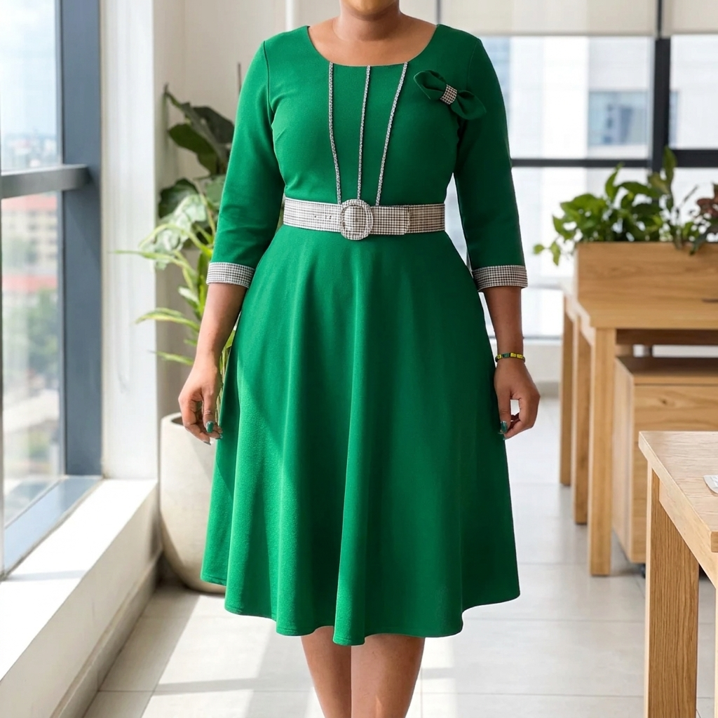 Elegant Women’s Belted Dress