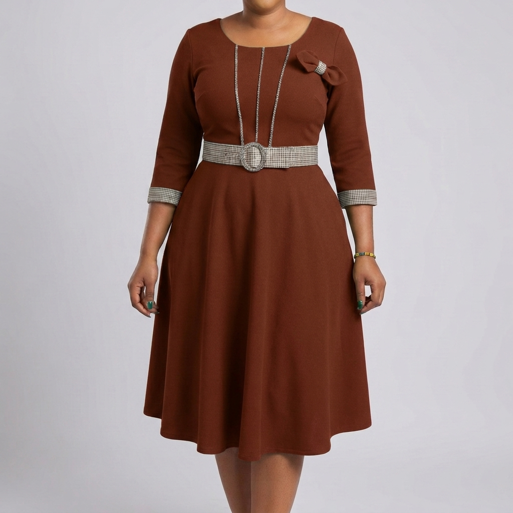 Elegant Women’s Belted Dress