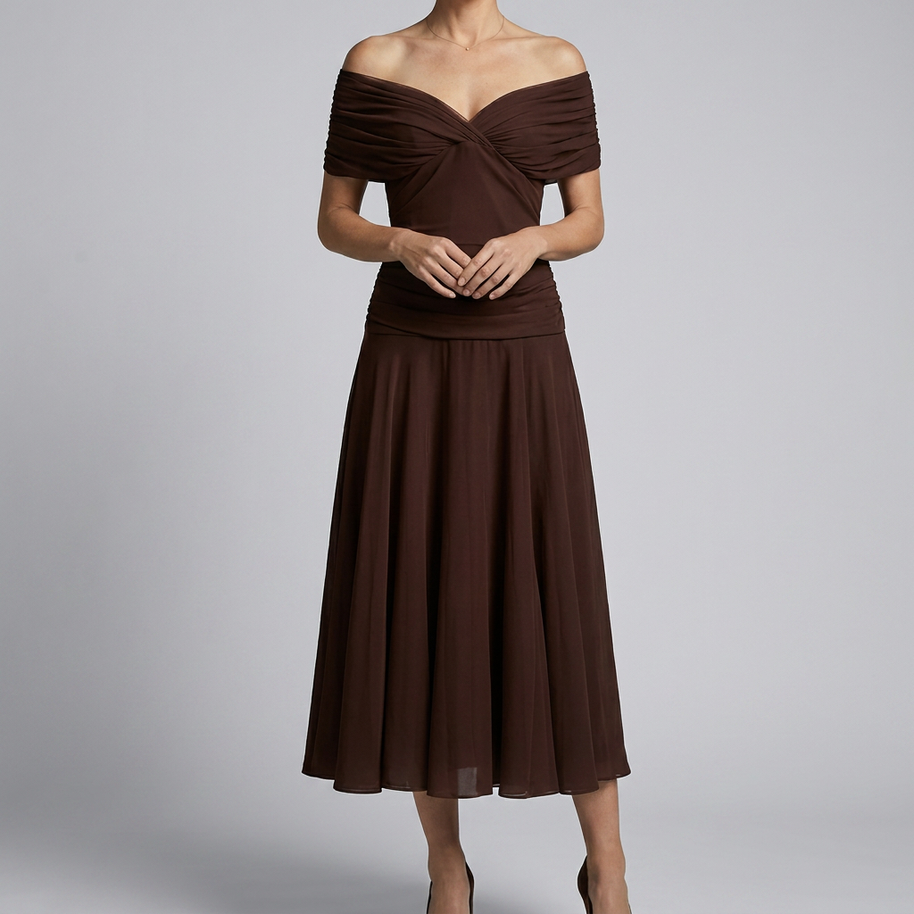 Chic Ruched Waist Midi Dress