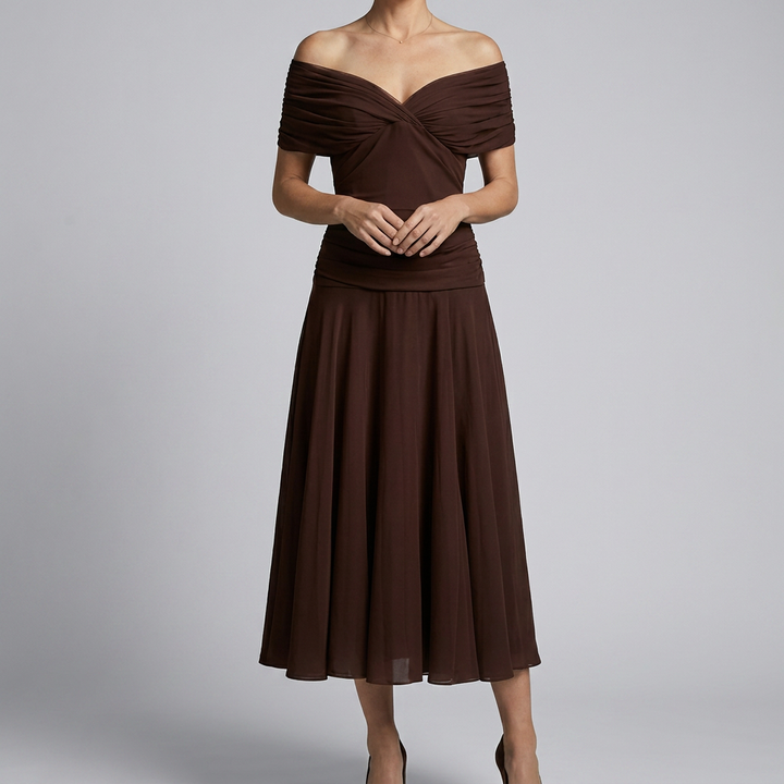 Chic Ruched Waist Midi Dress
