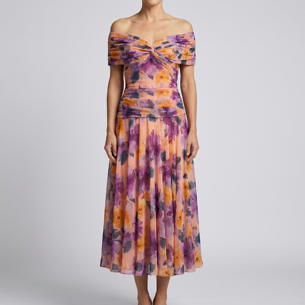 Chic Ruched Waist Midi Dress