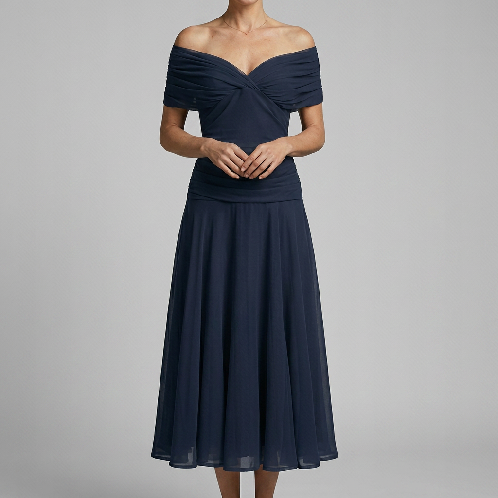 Chic Ruched Waist Midi Dress