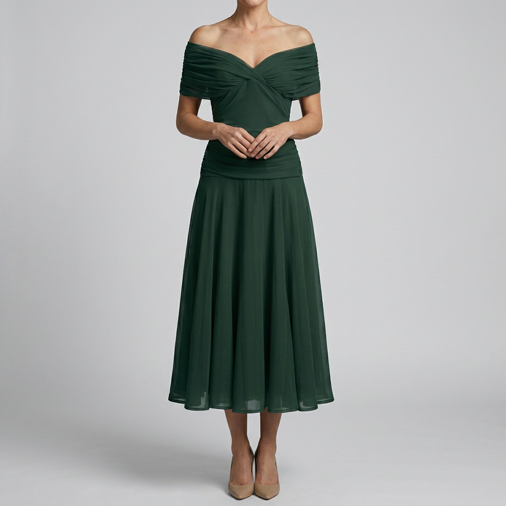 Chic Ruched Waist Midi Dress