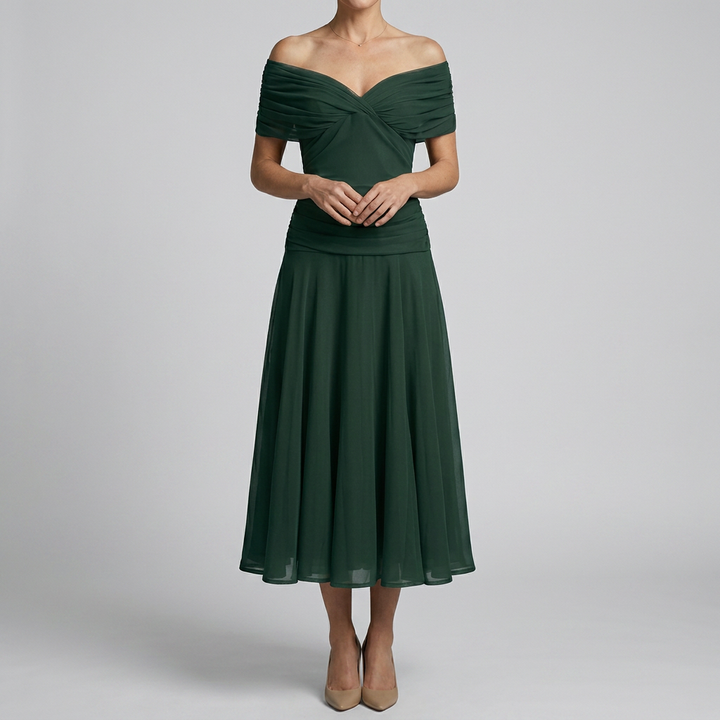 Chic Ruched Waist Midi Dress