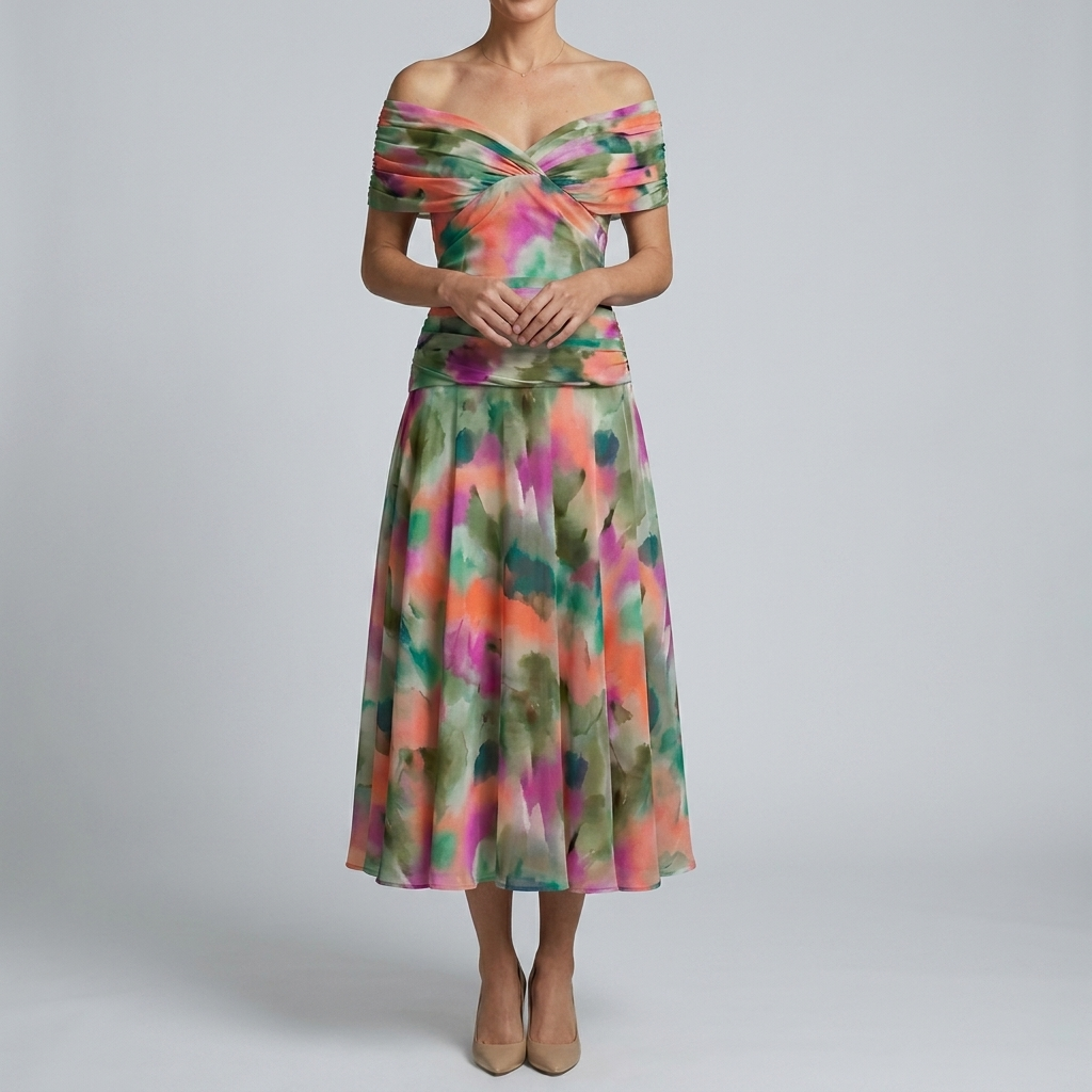 Chic Ruched Waist Midi Dress